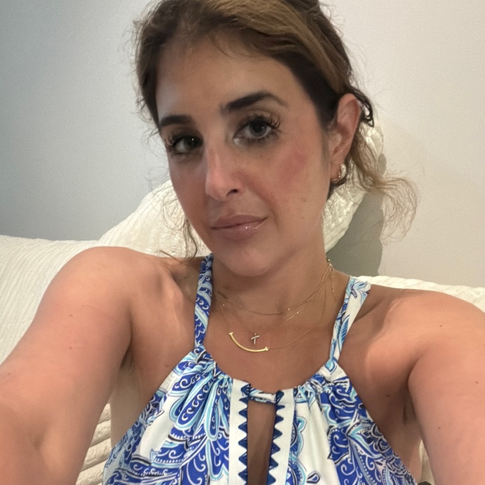 Zaful Blue and White Swim Top